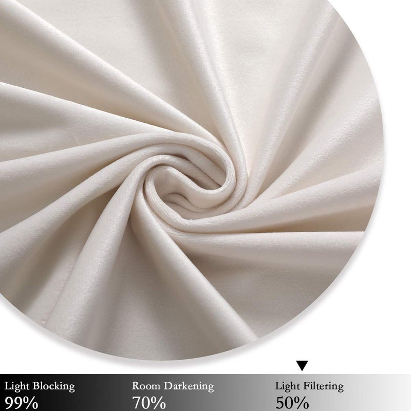 SPXTEX Cream White Velvet Curtains - 63 Inch Long, Soft, Insulated, Light Filtering, Grommet Top, Set of 2 Panels - Image 5